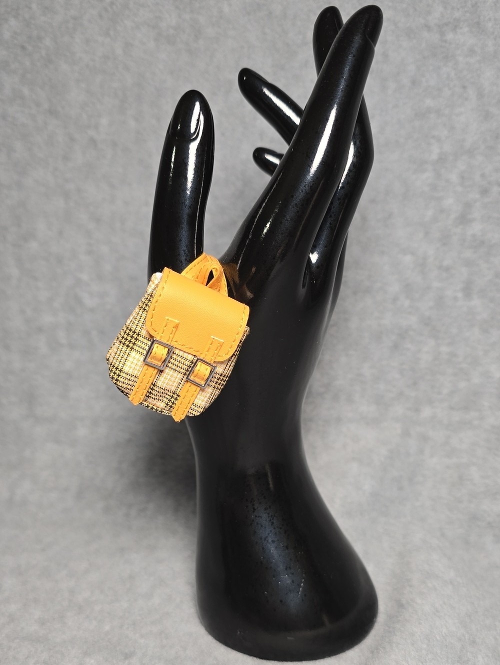 Yellow Plaid Mini Backpack Charm - Women's Accessory